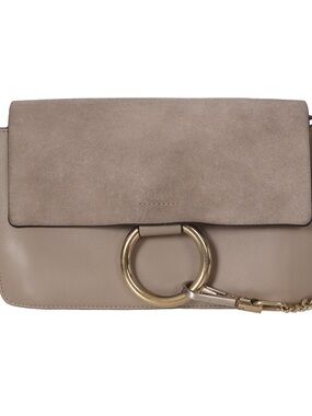 ♥️Chloe Faye Small Shoulder Bag in Taupe Leather Flap Shoulder Bag ♥️